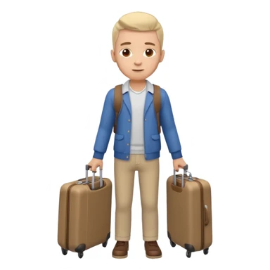man carrying a suitcase portrait, head and shoulders only, suitcase handle visible near shoulder, casual travel outfit, confident expression, travel vibe, 3D cartoon style, mobile game icon style, clean background, no text, no watermark sticker