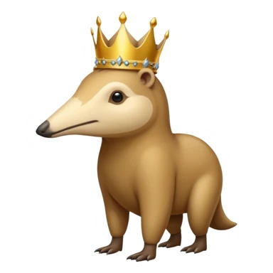 Anteater walking around and wearing a crown sticker