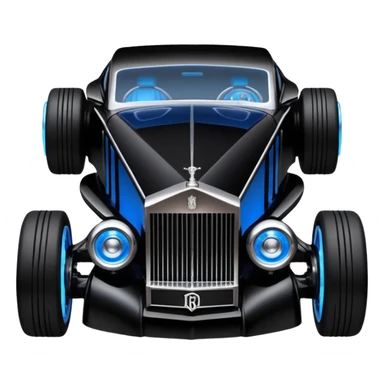  Shining Darth Vader themed 1934 style Rolls Royce scary Halloween monster rc car racing dark country road blue futuristic headlights  sticker