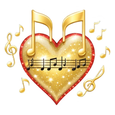 heart with music notes and sparkles, K-pop inspired sticker