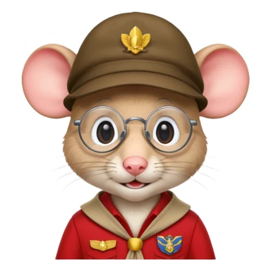 humaniod mice with a scout hat with glasses red uniform sticker