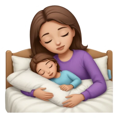 single-girl-in-brown-cozy-light white-bed-sleeping-pretty-eyelashes-light-skin sticker