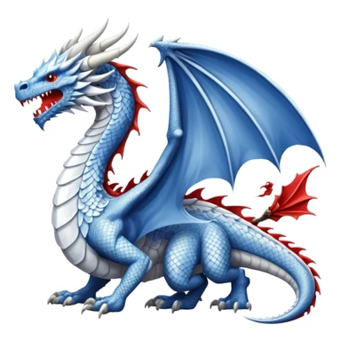 Create a flag with a red background and a white dragon like the red dragon of the welsh flag sticker