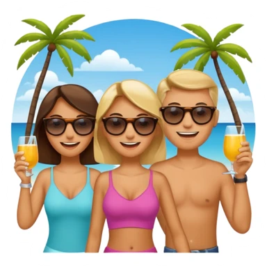 3 persons going on holiday vacation, group travel sticker