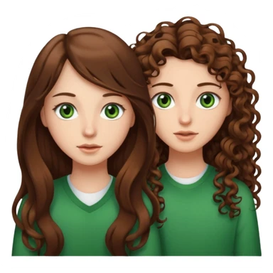 Two besties: 1: long straight brown hair, green eyes 2: long curly brown hair, brown eyes give them a judgy look sticker