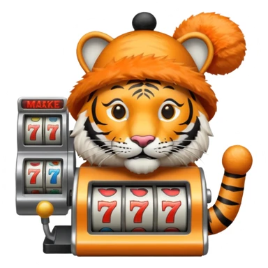 tiger playing a slot machine sticker