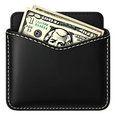 blow wallet with a single one dollar bill inside, just one dollar sticker