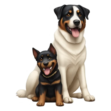 rottweiler playing with white german shepard  sticker