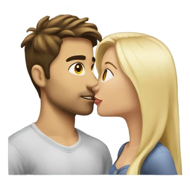 Brunette girl kissing blonde guy sticker