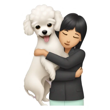Poodle mix chihuahua hugging a Asian woman sticker