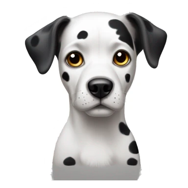 Dog with large black ears and black eyes and large black and white spots sticker