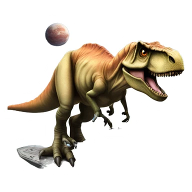 t-rex on a space-ship sticker