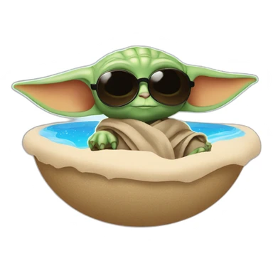 baby yoda sunbathing with sunglasses sticker
