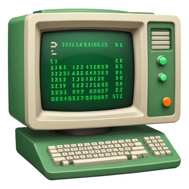 mac os icon code computer retro terminal, black, green white, numbers and code lines on the screen sticker