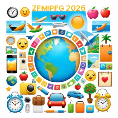 An extremely detailed lifestyle vision board collage for the year 2026. sticker