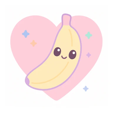 a banana in a heart, playful and cute sticker