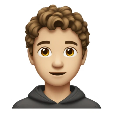 Teenager boy type mexican, White skin, with wavy brown hair (Which go down behind to the nape of the neck), Little bit dezoom sticker