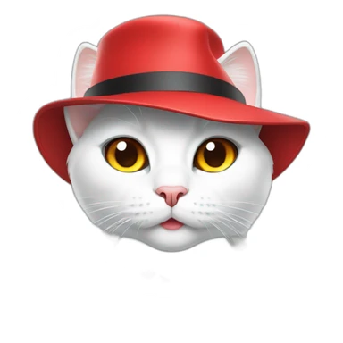sitting white cat in vr headset in red hat sticker