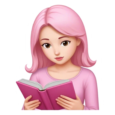 a female reader reading a pink romance novel sticker