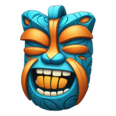 Blue and orange smiling tiki with butterflyl-tornado sticker