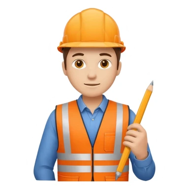 worker wearing orange west holding a ruler sticker