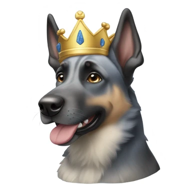 A smiling malinois dark blue merle without red color with a crown on his head sticker