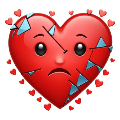 A shattered heart emoji, broken into many small, irregular fragments, conveying a feeling of heartbreak sticker