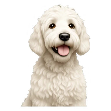 white golden doodle with brown spots sticker