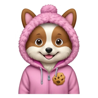 Dog wearing a pink palm puff hoodie￼ sticker