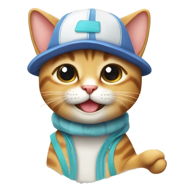 happy CAT WITH A CAP with a human body wear summer clothes sticker