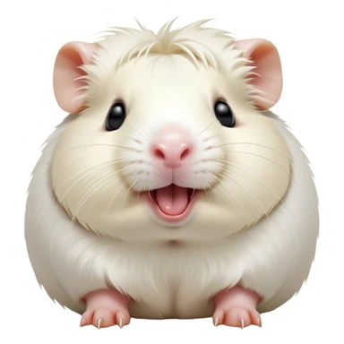 Cinematic Cute Yawning White Guinea Pig Portrait Emoji, Head tilted slightly with a dramatic, wide-open yawn, revealing a soft, downy white fur with tiny drooping ears, round dark eyes barely open in drowsy contentment, Simplified yet irresistibly adorable features, highly detailed, glowing with a soft, cozy glow, high shine, relaxed yet expressive, stylized with a touch of whimsy, bright and endearing, soft glowing outline, capturing the essence of a sleepy yet affectionate guinea pig, so drowsy it feels like it could stretch right out of the screen and curl up for a nap! sticker