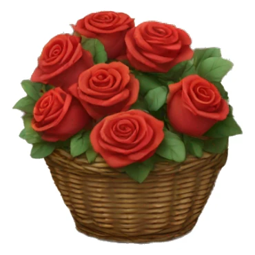basket with courtyard and  red roses  sticker