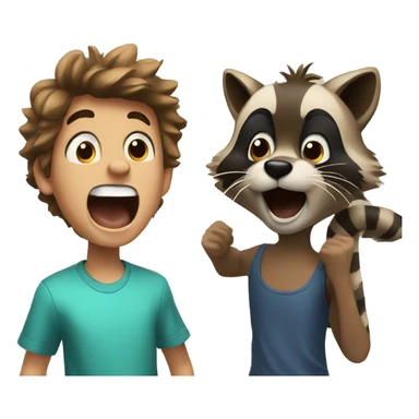 2 boys shouting on a racoon sticker