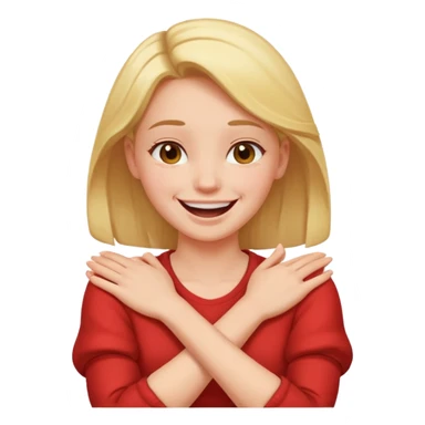 arms crossed holding neck laughing girl sticker