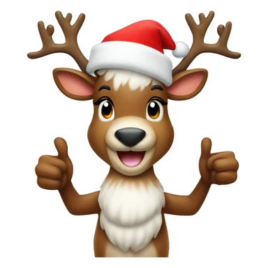 Reindeer with Santa hat doing thumbs up sticker