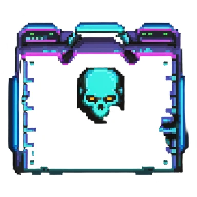 32x32 cyberpunk folder icon with neon glow, retro computer style sticker