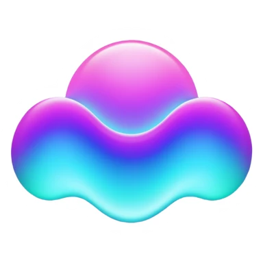 futuristic minimalistic emoji icon, abstract holographic wave or pulse symbolizing "Many voices. One purpose. One future", neon purple and cyan gradient, glowing aura, dark sci-fi background, 1:1 aspect ratio sticker
