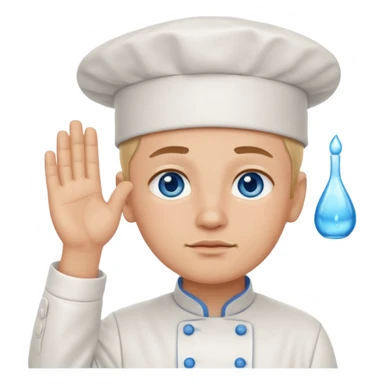 Chef saluting while crying blue eyes sticker