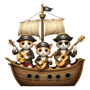 pirate cats with one eye closed with band sticker
