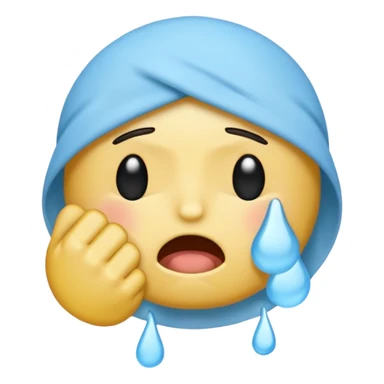 Crying emoji with fist covering mouth like he is saying “ooooh you so tuff boi” sticker