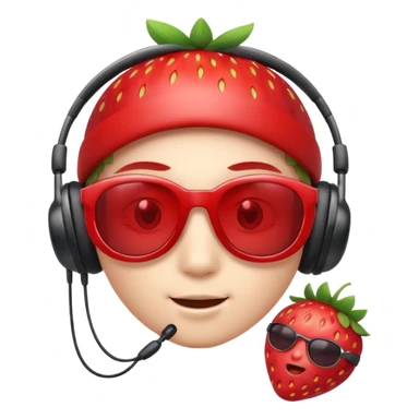 Cute strawberry wearing headset and shades sticker