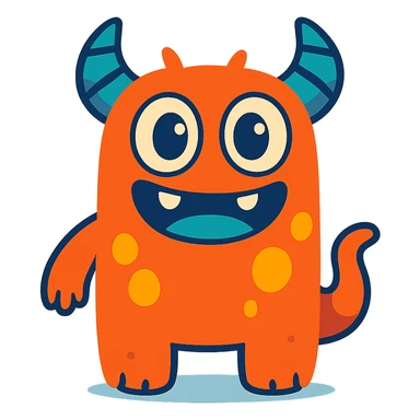 cute cartoon monster with big eyes and a friendly smile, vibrant toon style sticker