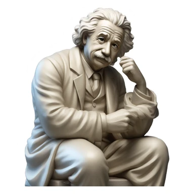 sitting philosopher-statue as albert einstein lean on hist fist sticker