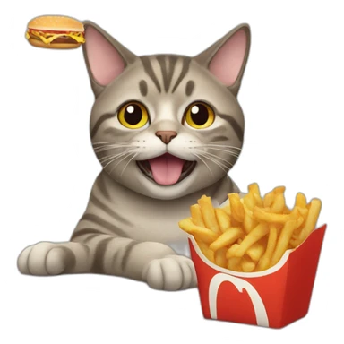 Cat eating fast food sticker