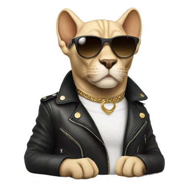 sphinx wearing a leather jacket with designer sunglasses sticker