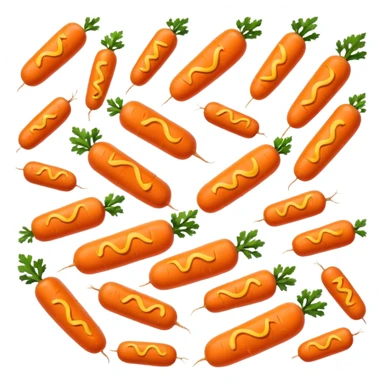 Orange carrot pieces, short fat cylinders, both ends rounded like mini hot dogs sticker