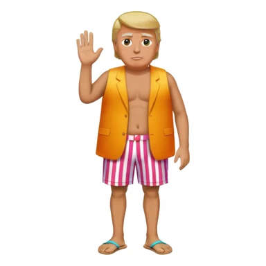 full body Trump standing in beach outfit sticker