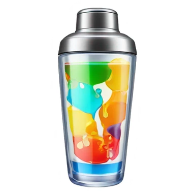 cocktail shaker with different colored liquids coming out sticker