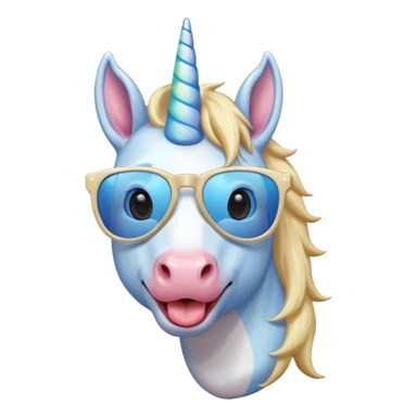 Male blonde blue rainbow white coated Unicorn wearing shades tongue out  sticker
