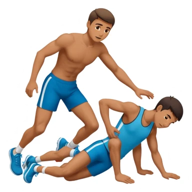 Man helping another person who fell to get up sticker